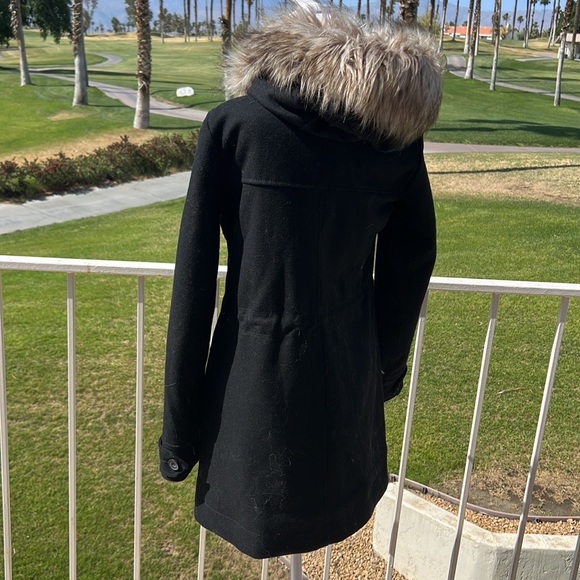 Abercrombie and Fitch blogger favorite Togo black wool faux fur collar jacket Sm - Picture 6 of 8